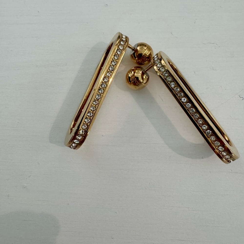 Burberry Gold Open Oval Drop Earrings - Picture 3 of 6